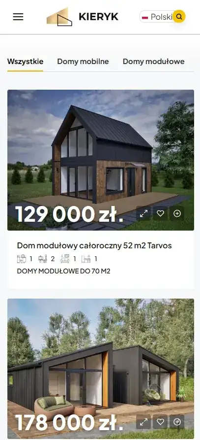 Realizacja strony internetowej Kieryk.com — domy modułowe Podkarpacie